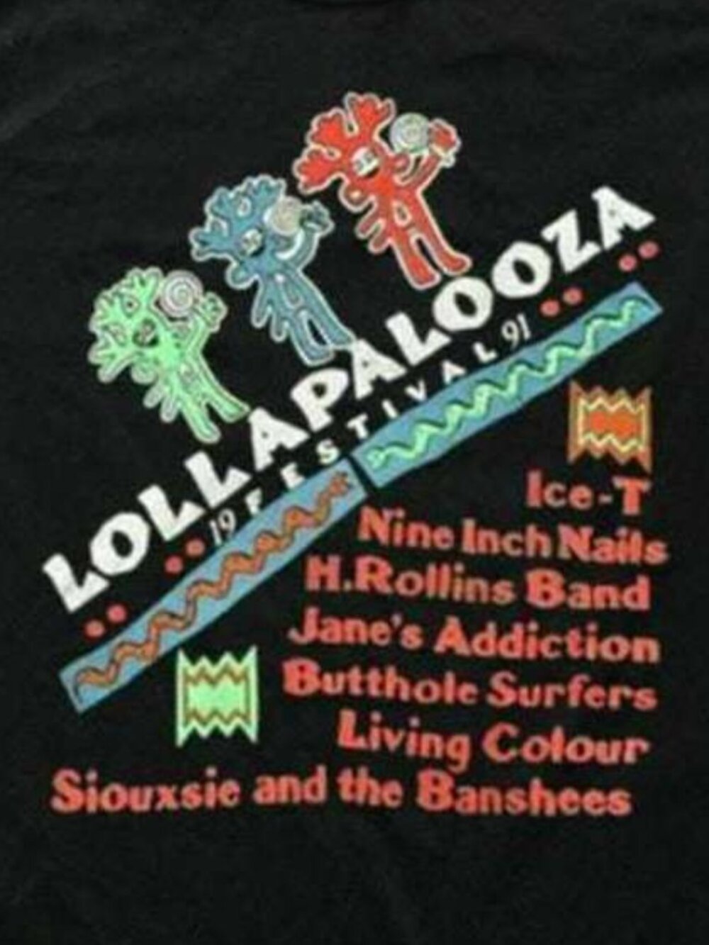 Lollapalooza 1991 Vintage Festival Fan Graphic Unisex T-Shirt - Picture 2 of 5